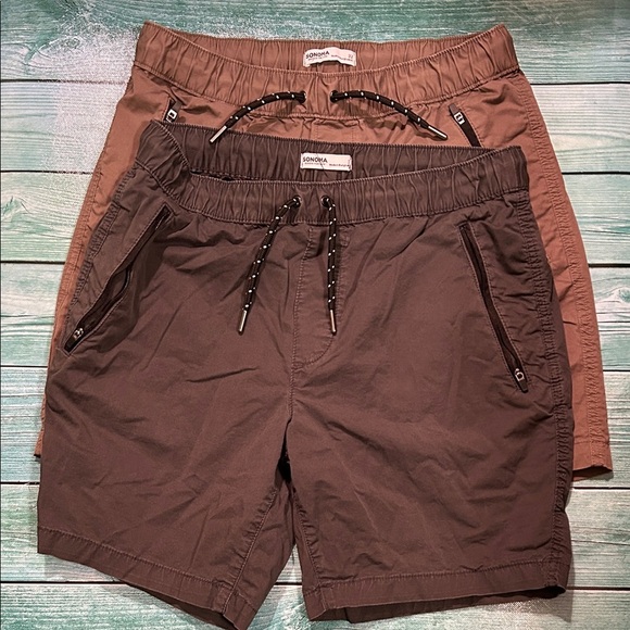 Sonoma Comfort Zone Men's Dark and Light Brown Athletic Shorts. Two Pairs - Picture 1 of 4